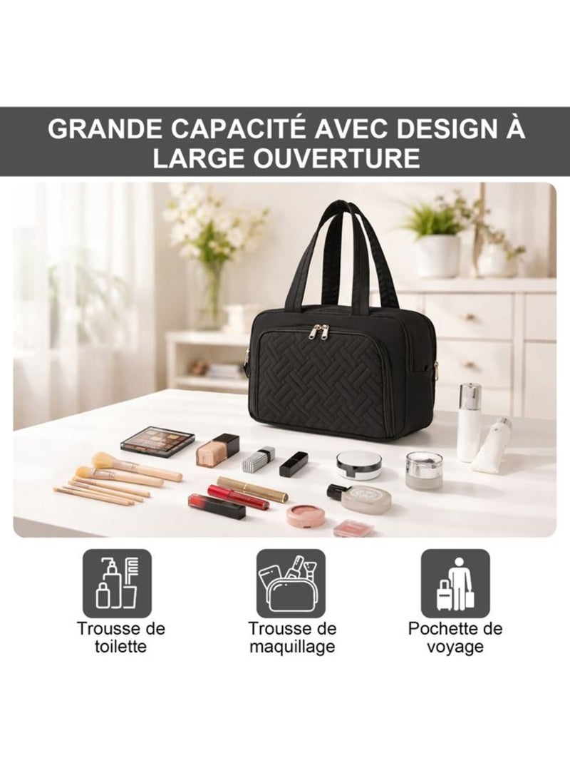Trousse de toilette matelassée déperlante grande capacité 31x21x14 cm - kono Noir - Kiabi