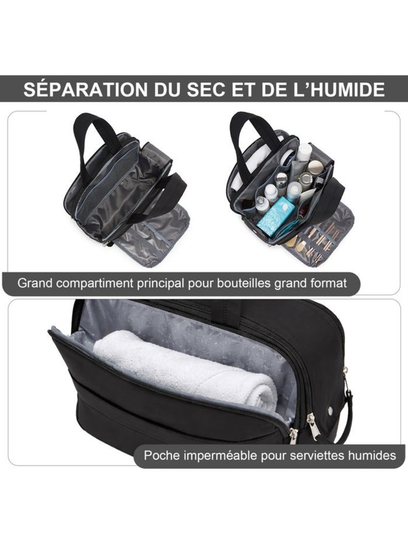Trousse de toilette matelassée déperlante grande capacité 31x21x14 cm - kono Noir - Kiabi