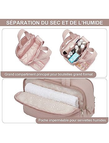 Trousse de toilette matelassée déperlante grande capacité 31x21x14 cm - kono