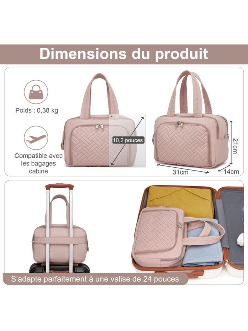 Trousse de toilette matelassée déperlante grande capacité 31x21x14 cm - kono Rose - Kiabi