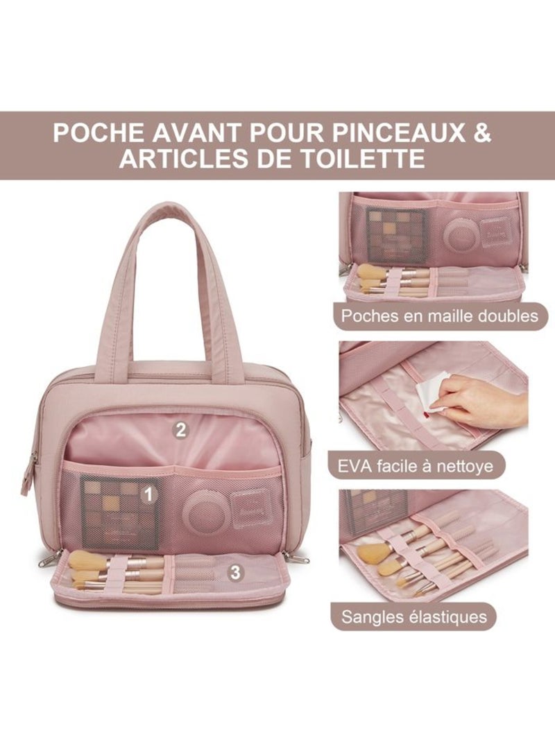 Trousse de toilette matelassée déperlante grande capacité 31x21x14 cm - kono Rose - Kiabi