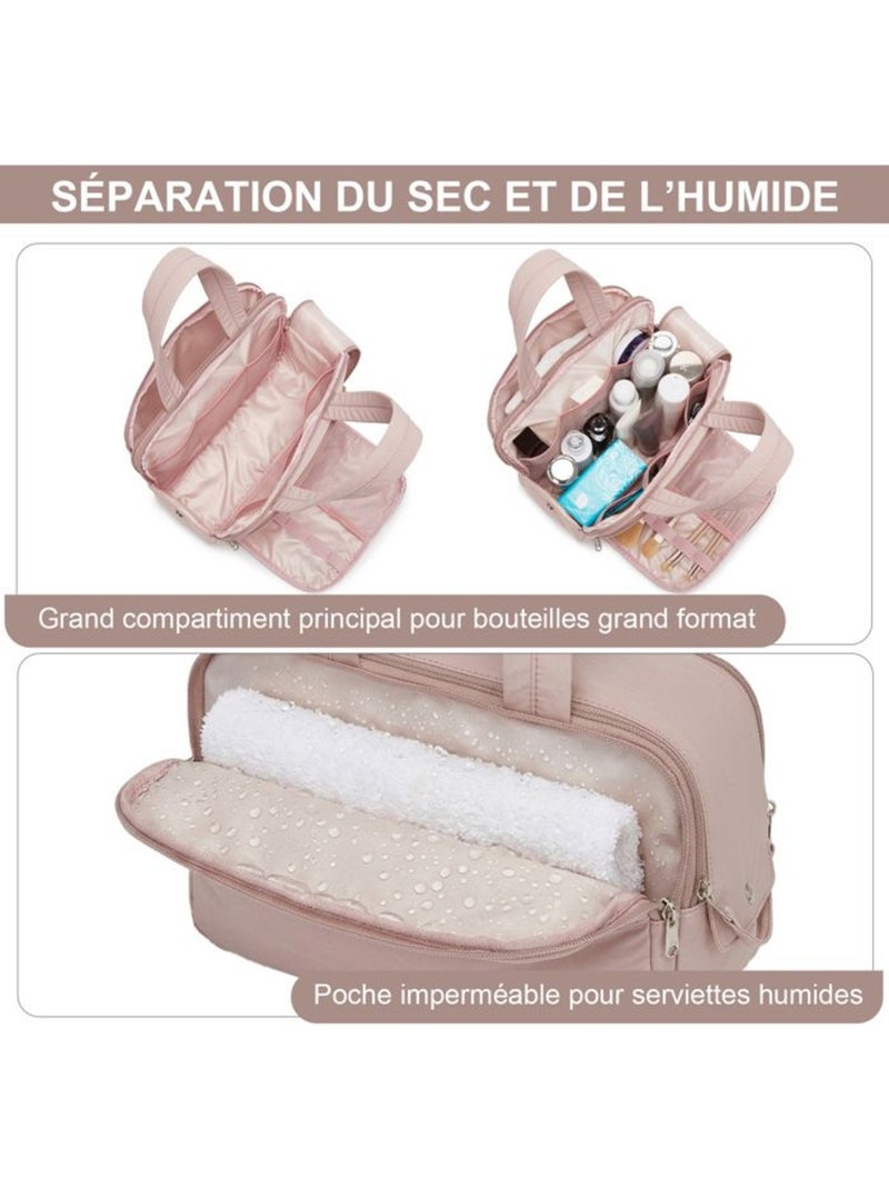Trousse de toilette matelassée déperlante grande capacité 31x21x14 cm - kono Rose - Kiabi