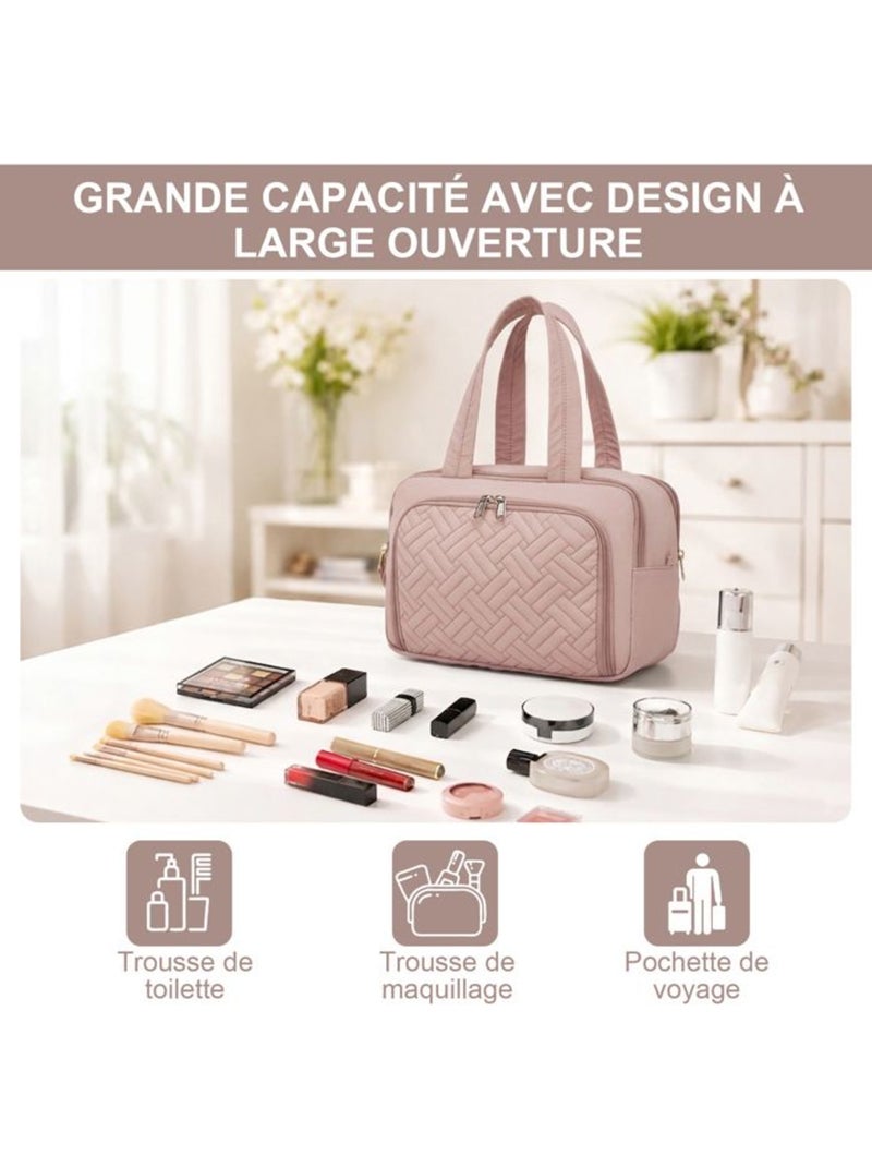 Trousse de toilette matelassée déperlante grande capacité 31x21x14 cm - kono Rose - Kiabi