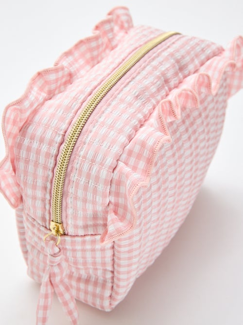 Trousse de toilette vichy avec volants - Kiabi