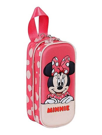 Trousse Double 3D - Disney Minnie Mouse Bobblehead - Rose - Taille Unique