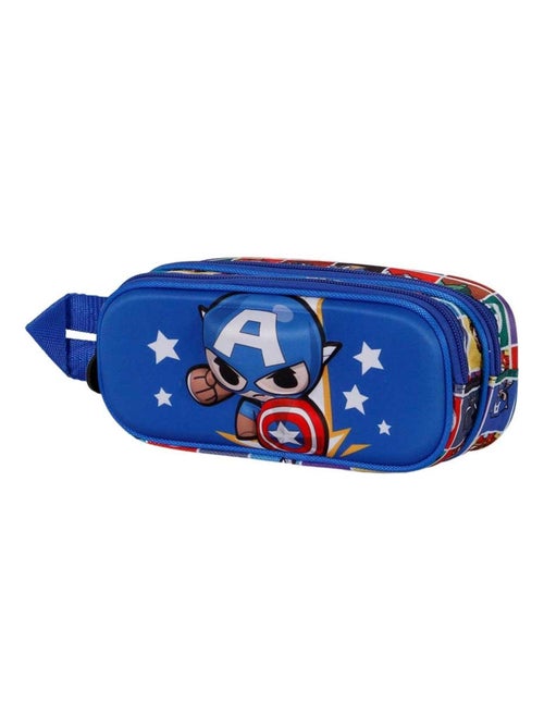 Trousse Double 3D - Marvel Captain America Punch - Bleu - Taille Unique - Kiabi