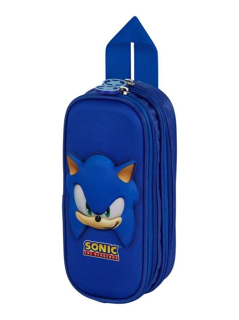 Trousse Double 3D - Sonic Face Bleu - Kiabi