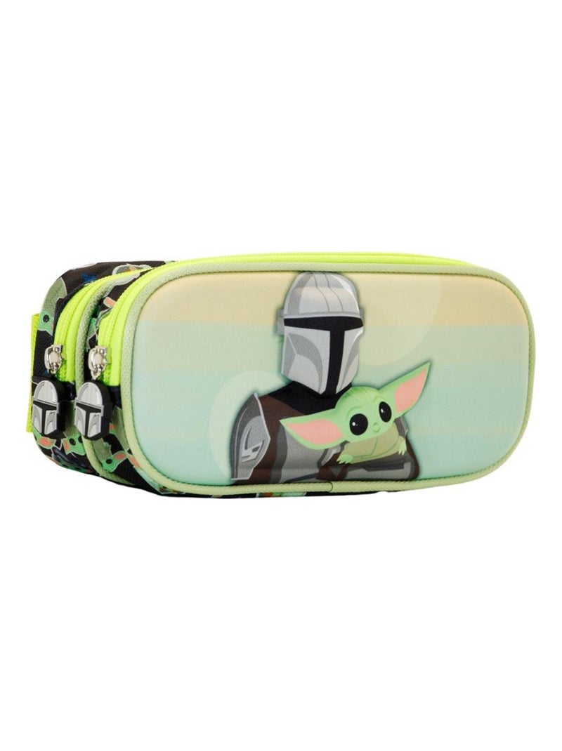 Star Wars The Mandalorian Trousse Double 3D 22 X 9,5 Cm - Trousse École Enfant