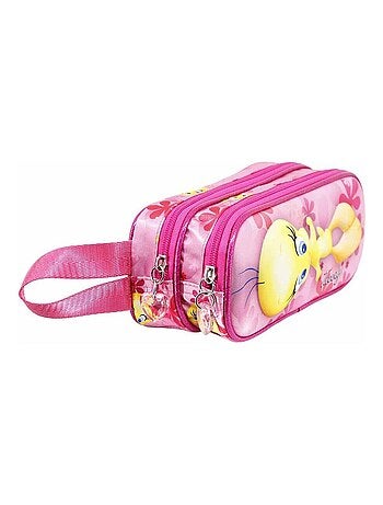 Trousse Double 3D - Tweety / Titi Pink Flowers