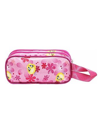 Trousse Double 3D - Tweety / Titi Pink Flowers