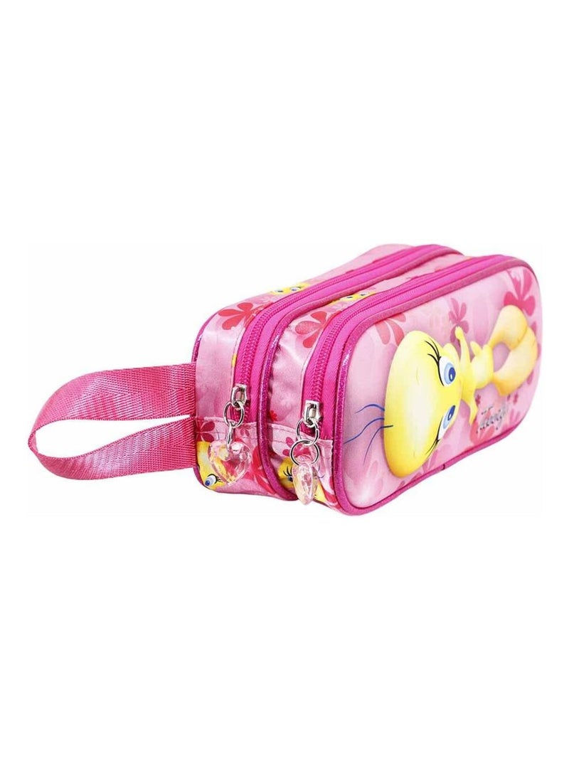 Trousse Double 3D - Tweety / Titi Pink Flowers Rose - Kiabi