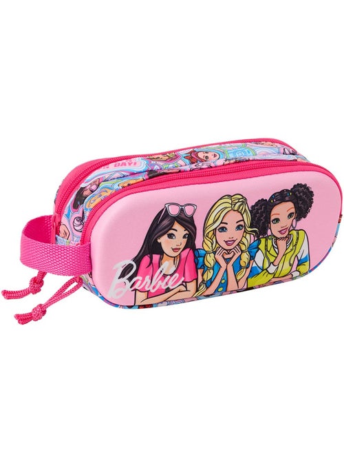 Trousse double Barbie 3D à 2 compartiments zippés avec anse - Kiabi Trousse double Barbie 3D à 2 compartiments zippés avec anse - Kiabi
