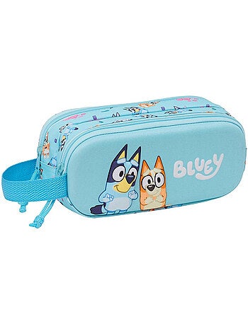 Trousse double Bluey en tissu néoprène aspect textile imprimé 3D