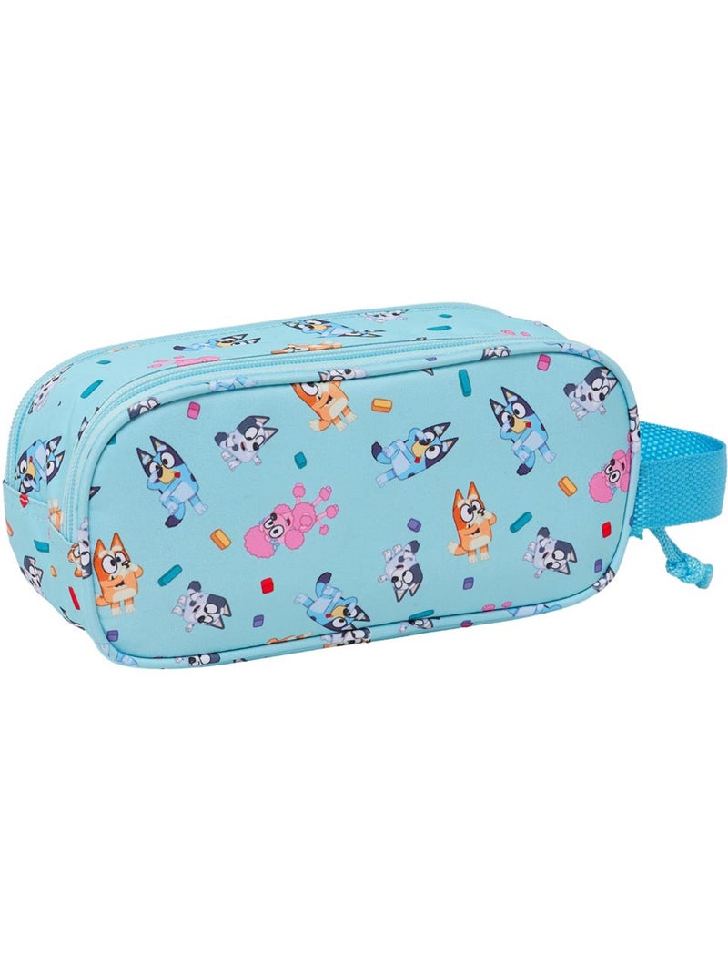 Trousse double Bluey en tissu néoprène aspect textile imprimé 3D Bleu Bleu ciel Blanc - Kiabi