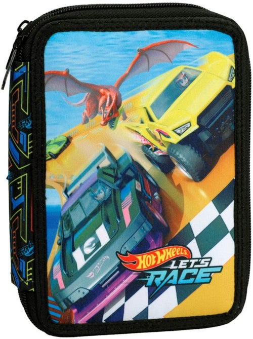 Trousse double compartiment 20 cm tissu matelassé imprimé Hot Wheels - Kiabi