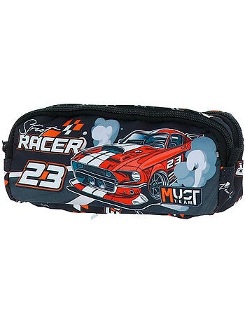 Trousse double compartiment textile imprimée voiture de course CMP