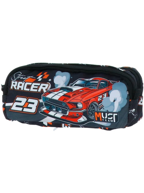 Trousse double compartiment textile imprimée voiture de course CMP - Kiabi
