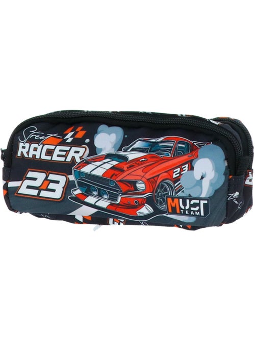 Trousse double compartiment textile imprimée voiture de course CMP - Kiabi Trousse double compartiment textile imprimée voiture de course CMP - Kiabi
