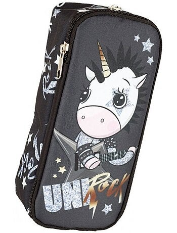 Trousse double compartiment tissu licorne Rock 23 CM