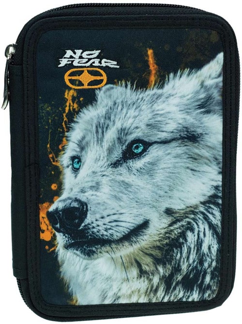 Trousse double en tissu imprimé tête de loup No Fear - Kiabi