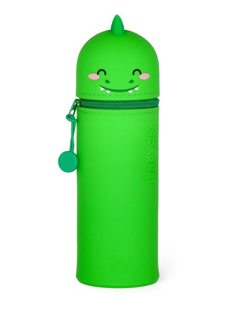 Trousse Ecole 2 en 1 en Silicone Souple - Dino Vert - Kiabi