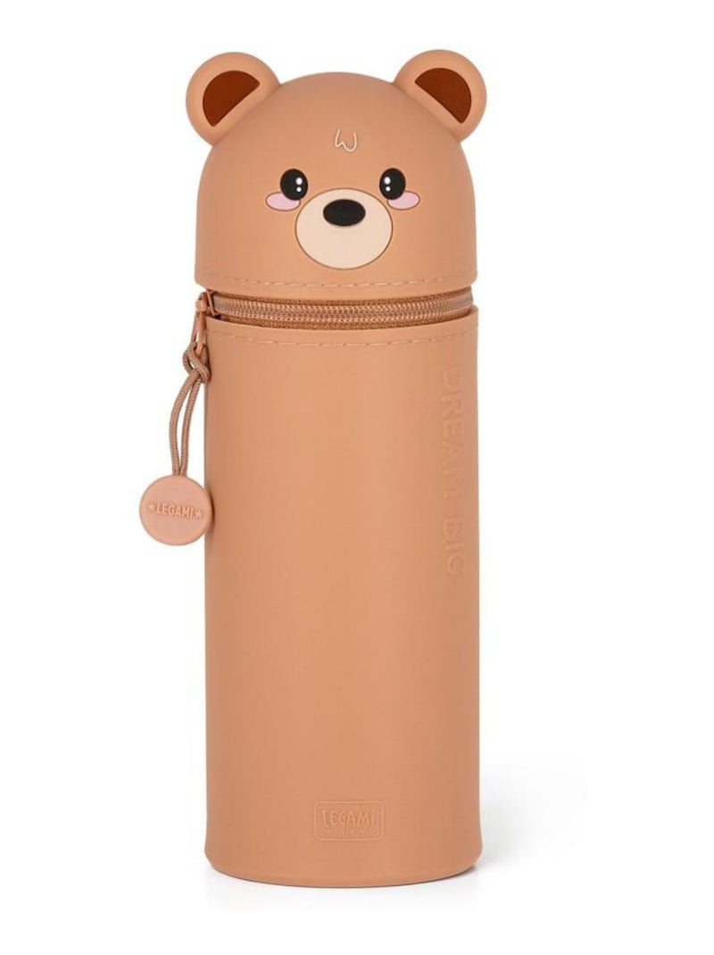 Trousse Ecole 2 en 1 en Silicone Souple - Ours Beige - Kiabi