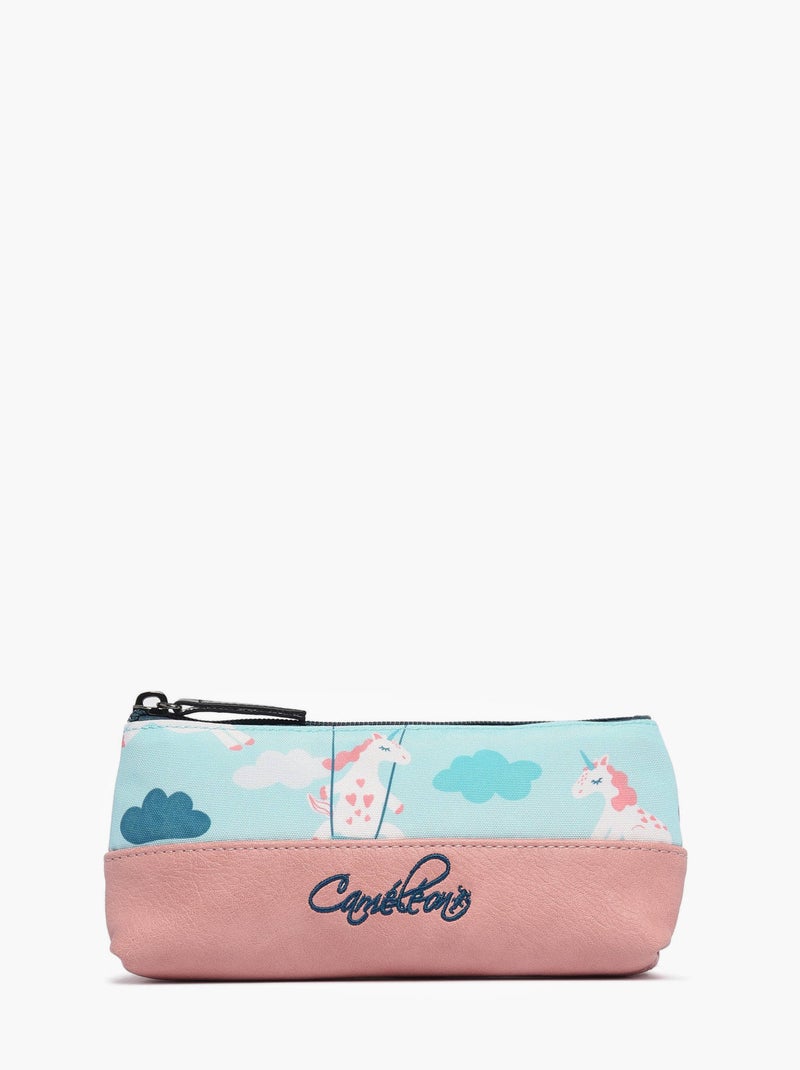 Trousse école 21cm avec 1 compartiment Caméléon Rétro Bleu Rose Bleu - Kiabi