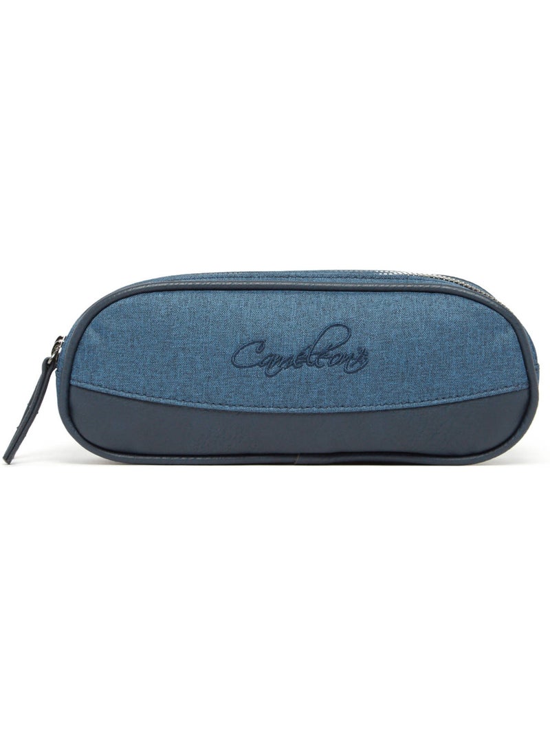 Trousse école 24cm avec 2 compartiments Caméléon Vintage Bleu Noir - Kiabi