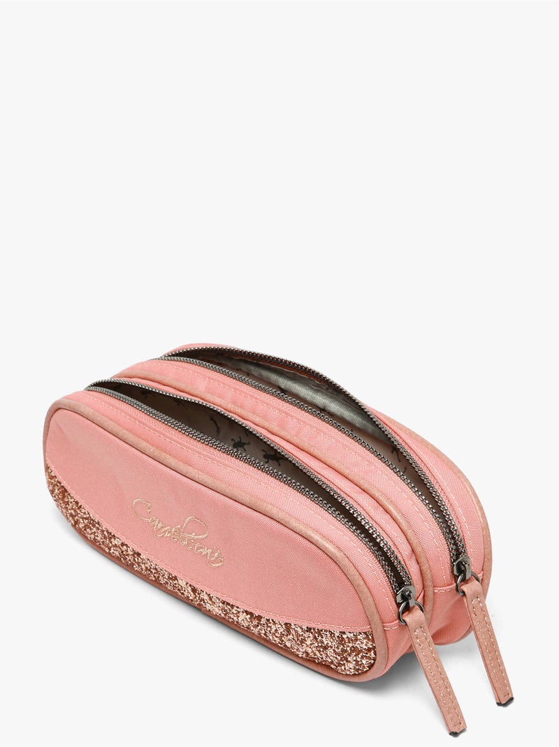 Trousse école 24cm avec 2 compartiments Caméléon Vintage Fantasy Rose bonbon - Kiabi