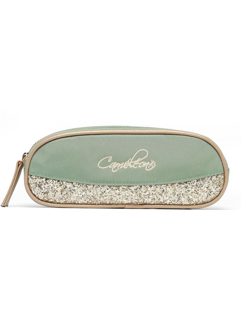 Trousse école 24cm avec 2 compartiments Caméléon Vintage Fantasy Vert pistache - Kiabi