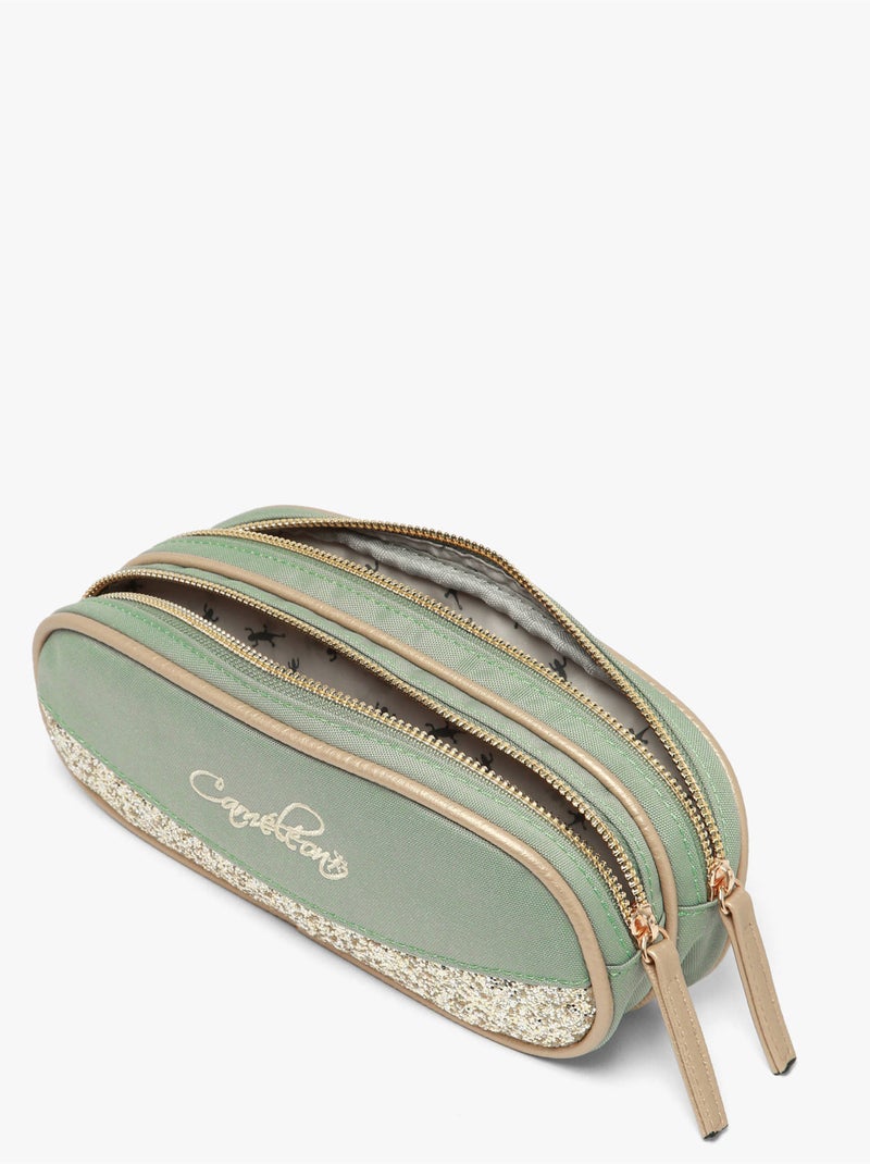 Trousse école 24cm avec 2 compartiments Caméléon Vintage Fantasy Vert pistache - Kiabi