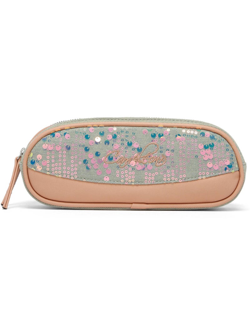 Trousse école 24cm avec 2 compartiments caméléon vintage fantasy Vert tilleul - Kiabi