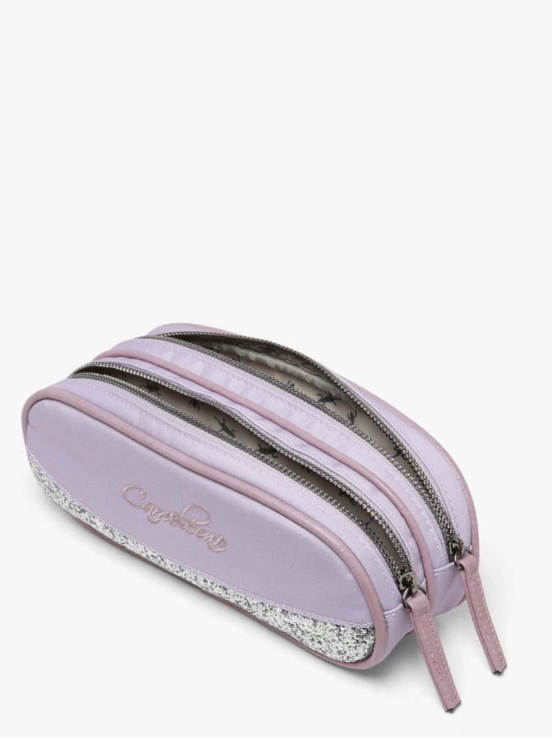 Trousse école 24cm avec 2 compartiments Caméléon Vintage Fantasy Violet clair - Kiabi