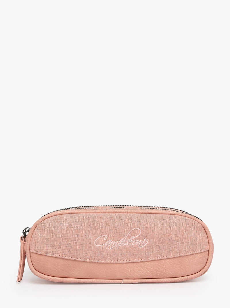 Trousse école 24cm avec 2 compartiments Caméléon Vintage Rose parme - Kiabi