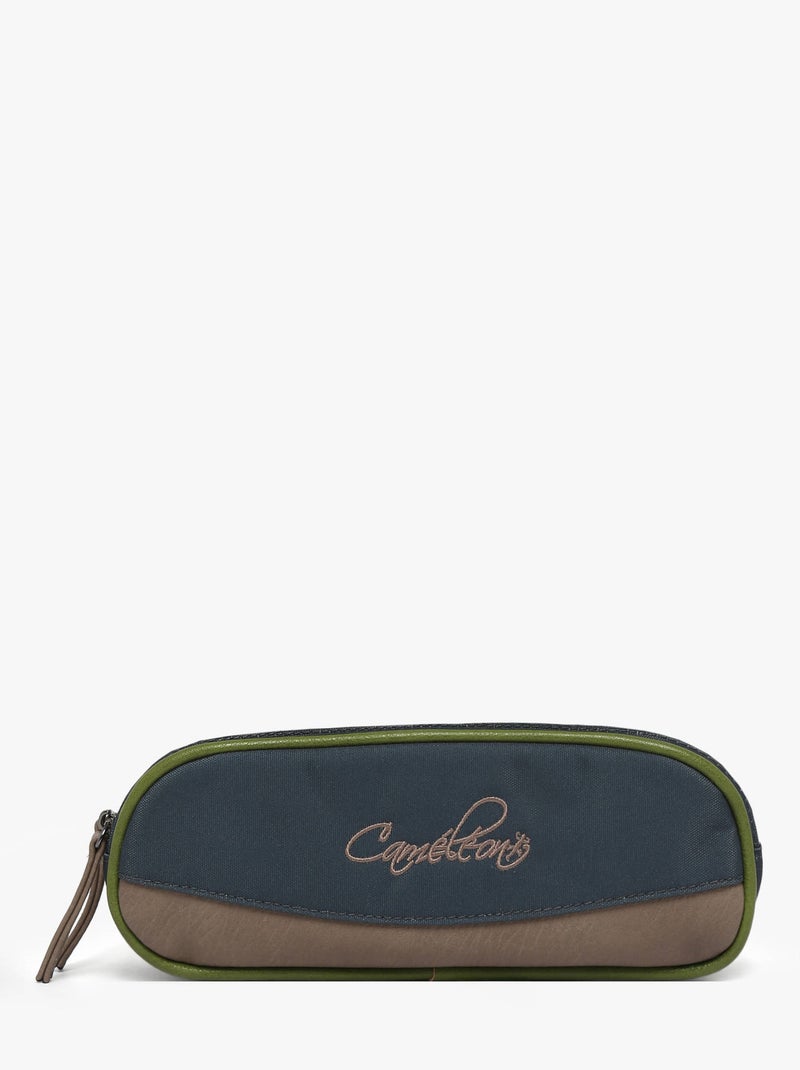 Trousse école 24cm avec 2 compartiments Caméléon Vintage Urban Gris Kaki Bleu - Kiabi