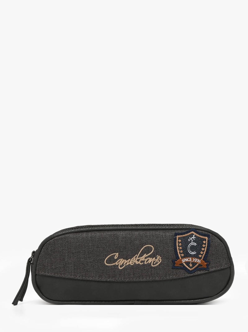 Trousse école 24cm avec 2 compartiments Caméléon Vintage Urban Gris Noir - Kiabi