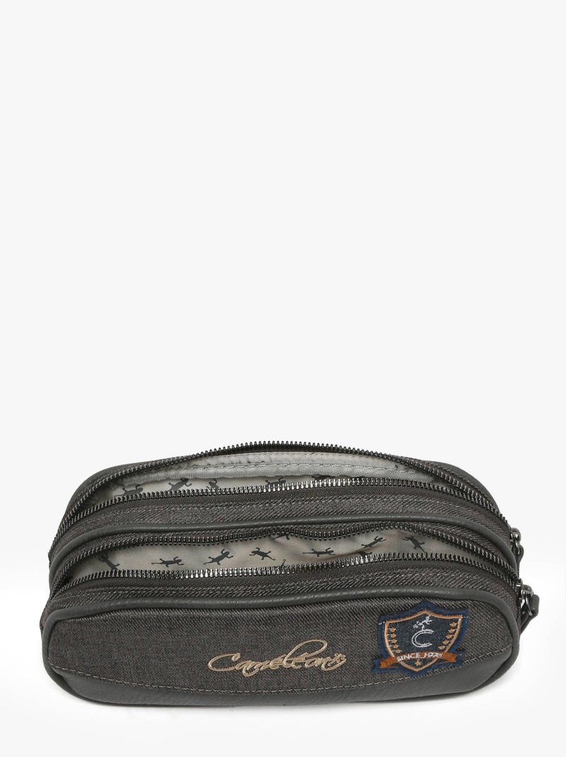 Trousse école 24cm avec 2 compartiments Caméléon Vintage Urban Gris Noir - Kiabi