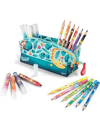 Trousse en tissu jungle fever 12 crayons