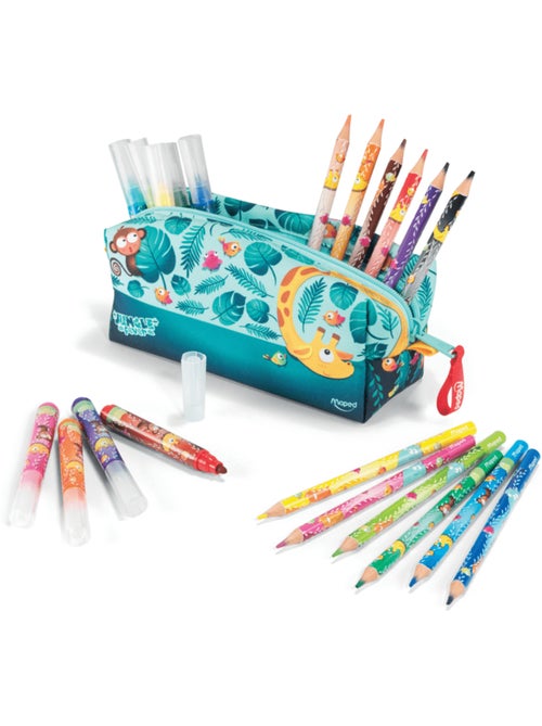 Trousse en tissu jungle fever 12 crayons - Kiabi