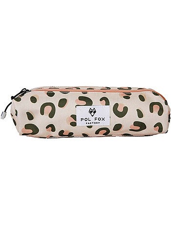 Trousse fille 2 compartiments POL FOX Crush rose motif léopard