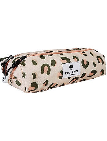 Trousse fille 2 compartiments POL FOX Crush rose motif léopard