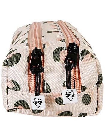 Trousse fille 2 compartiments POL FOX Crush rose motif léopard