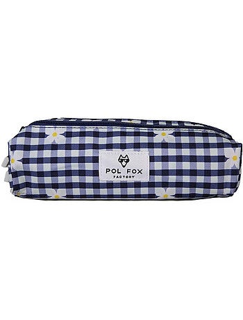 Trousse fille 2 compartiments POL FOX Daisy bleu marine motif marguerite