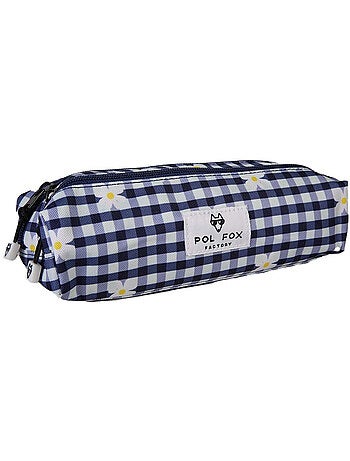 Trousse fille 2 compartiments POL FOX Daisy bleu marine motif marguerite