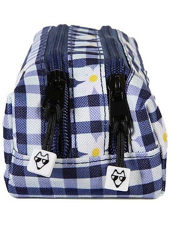 Trousse fille 2 compartiments POL FOX Daisy bleu marine motif marguerite