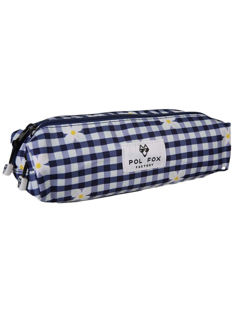 Trousse fille 2 compartiments POL FOX Daisy bleu marine motif marguerite Bleu marine - Kiabi