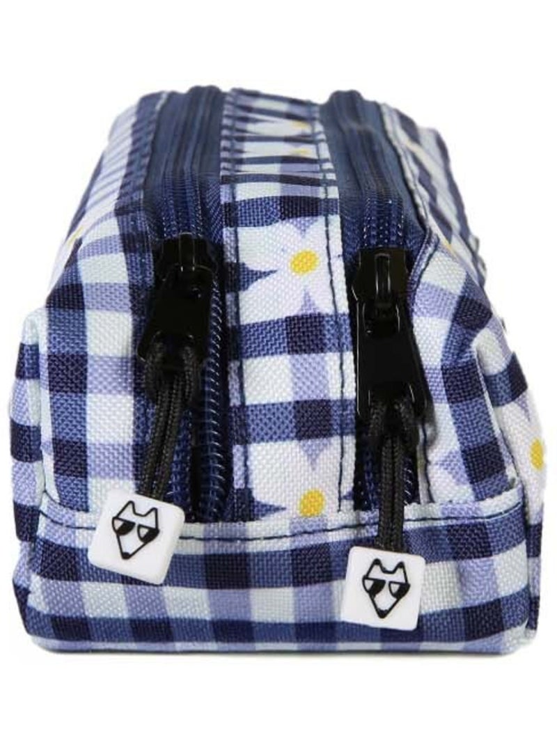 Trousse fille 2 compartiments POL FOX Daisy bleu marine motif marguerite Bleu marine - Kiabi