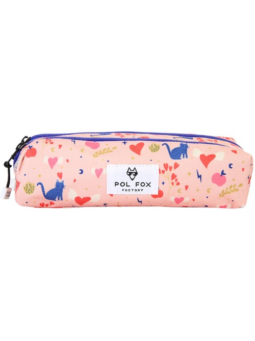 Trousse fille 2 compartiments POL FOX Dream rose motif chat et cœur - Kiabi Trousse fille 2 compartiments POL FOX Dream rose motif chat et cœur - Kiabi