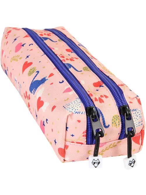 Trousse fille 2 compartiments POL FOX Dream rose motif chat et cœur - Kiabi Trousse fille 2 compartiments POL FOX Dream rose motif chat et cœur - Kiabi