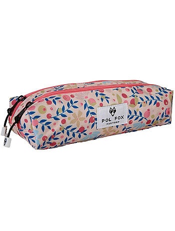 Trousse fille 2 compartiments POL FOX Happy Blush rose motif fleur